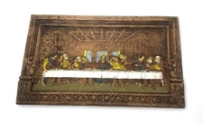 Vintage Last Supper Wall Plaque 3D Relief Jesus Disciples 12x8 Religious Art Dec
