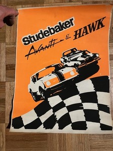 Vintage Studebaker Avanti & Hawk Advertising Poster 1960’s Excellent Condition
