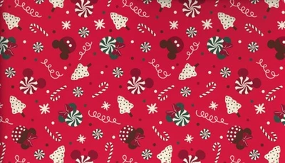 Hallmark Wrapping Paper Christmas Disney Mickey Minnie Treats on Red 70 sq ft