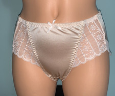 NEW Glossy Secret Stretch Satin M 6 Hi Cut Bikini Panties SILKY  Lace insets