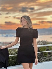 ZARA WOMAN FW25 BLACK SHORT PLEATED POCKET DRESS 8839/777 NWT SIZE XS, S, M