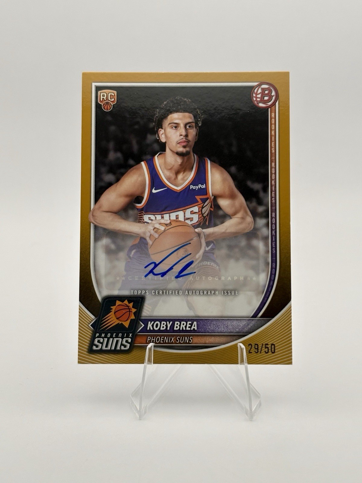 2025-26 Topps Bowman Chrome Koby Brea #RVA-KB Rookie Autograph Gold /50 Suns
