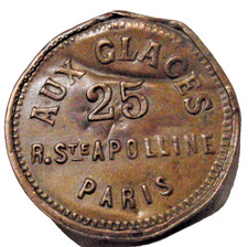 French Brothel Token Monnaie de Singe Aux Glaces 25 R. Ste Apolline Paris DMG
