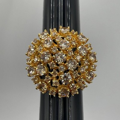 Vintage Signed Nolan Miller Gold Tone Cocktail Statement Cluster Ring Size 8.25