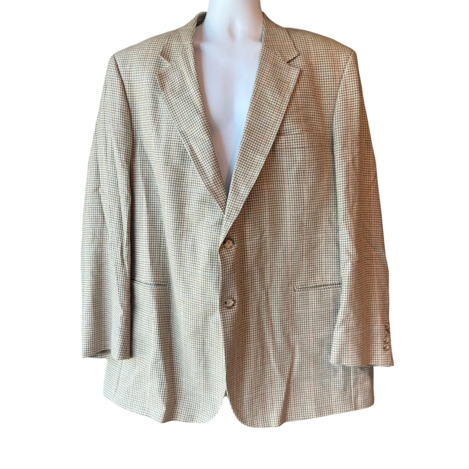 Blazer Abrigo Deportivo Jos A Bank Talla 50L Grande Marrón Tostado Pata de Gallo Cuadros Clásico Foto 2 de 4