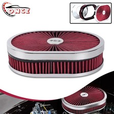 Chrome 12 Air Cleaner Set 4-barrel Carburetor 5-18 Neck Washable Muscle Red