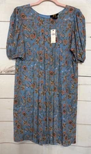 Sachin & Babi NWT 2 Anthropologie Blue Floral Print Short Sleeves Classy $188