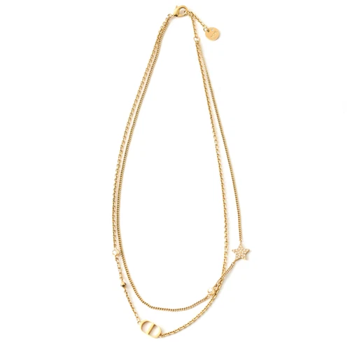 Collana doppia Dior Petit CD N1155PMTCY_D301 ciondolo cristallo bianco placcato oro