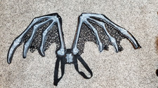 Adult Black  Bone 3D SKELETON WINGS NEW Costume Accessory 3-D