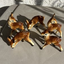 Vtg Plastic Deer Fawn Figurines Made in Hong 5-1/2"x4" Retro Christmas kitsch