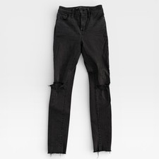 Madewell Curvy High Rise Skinny Denim Jeans Black/Gray Distressed Stretch Sz 24