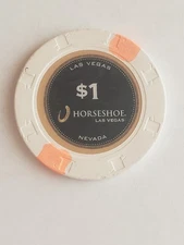 1.00 Chip The Horseshoe Casino Black Ctr Version Las Vegas Nevada