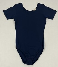 Vintage Danskin Women's S 100 Nylon Leotard Blue Full Fashioned Short Sleeve