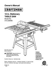Craftsman 315.228490 Table Saw Owners Instruction Manual