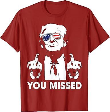 Trump You Missed Funny Trump 2024 Rally Shooting Unisex T-Shirt - Picture 8 of 12
