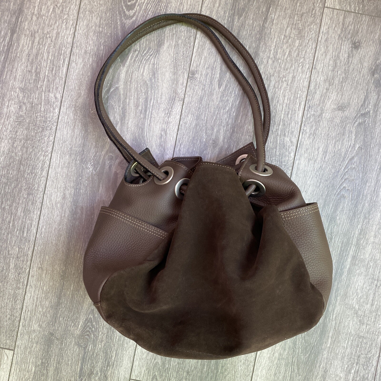 Vintage J Jill Brown Leather & Suede Boho Purse G… - image 1