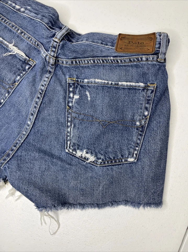 Polo Ralph Lauren Denim Shorts Crosby Jean Embroidered Peace Patch Women 29 - Image 3 of 4