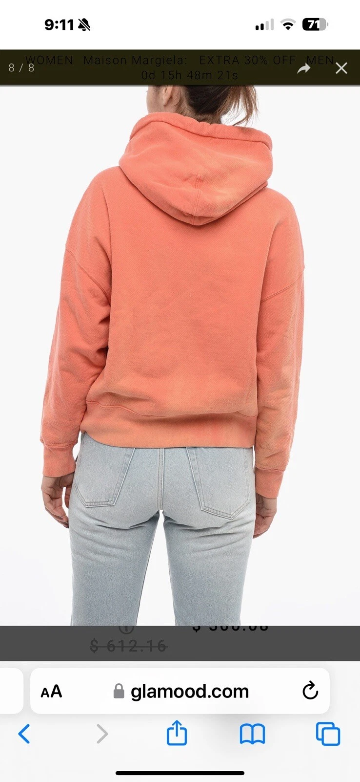 Felpa con cappuccio di design OFF WHITE piccola. Originariamente $760