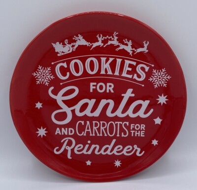 Boston Warehouse 8  Ceramic Plate-Cookies For Santa- Red & White NWT