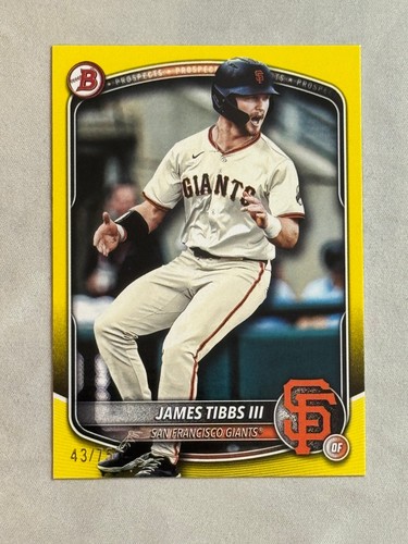 2025 Bowman Prospects Yellow James Tibbs III /75 #BP-39 Giants