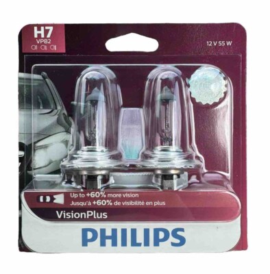 Philips H7 VisionPlus High Performance Halogen Headlight Pair Set 2 Bulbs