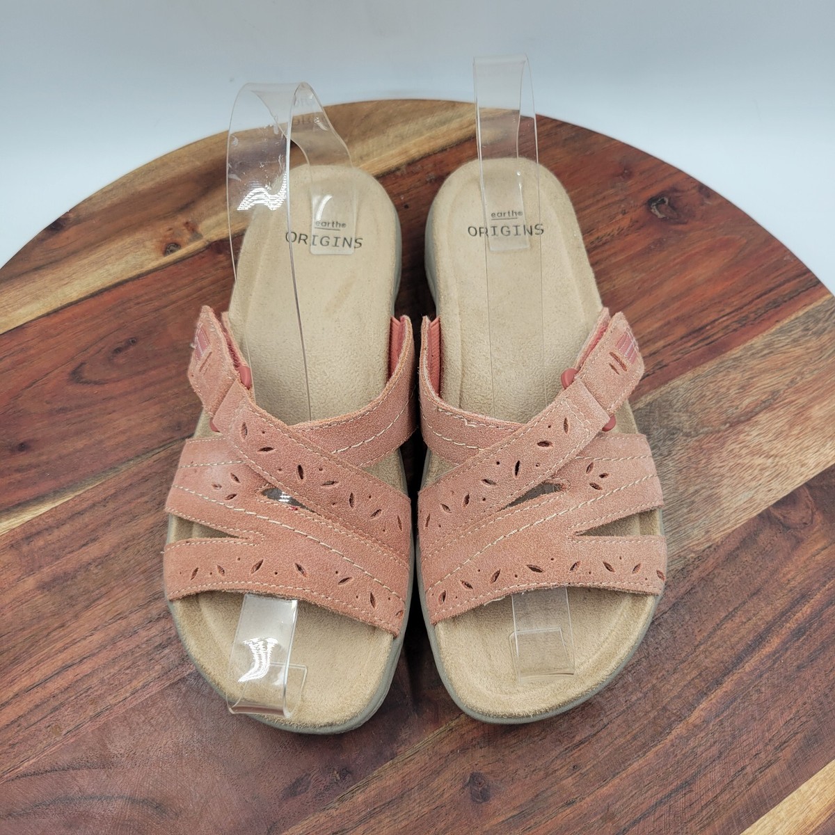 Earth Origins Shantel Sandals Women's 7.5M Pink Suede Comfort Strappy Slip  On | eBay