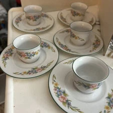 Winterling Marktleuthen Bavaria Tea/Demitasse ? Cup And Saucer 5 Sets, Flowers