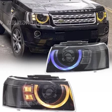 Pair LED Headlight Projector Head Lamps Assembly For Land Rover LR2 2010-2015
