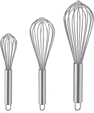 3 Pcs Stainless Steel Whisk Kitchen Utensil Wisk For Blending and Stirring New