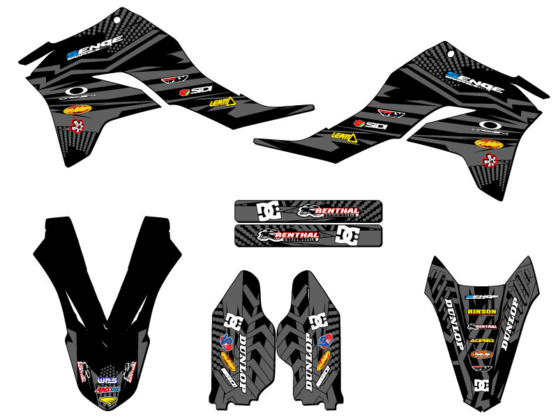 2020-2025 KLX 300 R MAYHEM Black Senge Graphics Kit Compatible