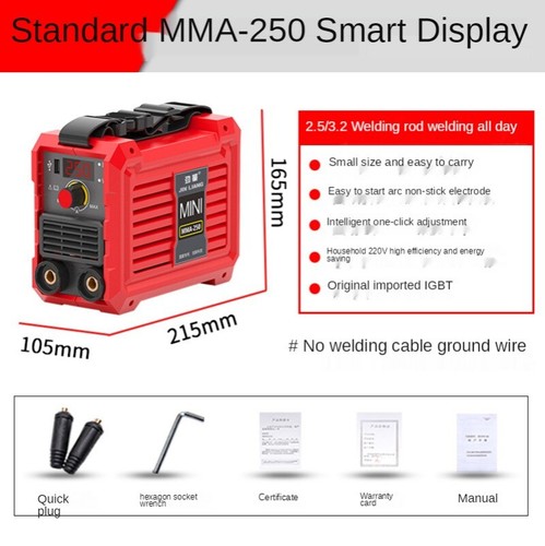 MMA250 220V Mini DC Inverter Lichtbogenschweißgerät Home Reines Kupfer Lichtbogenschweißgerät - Bild 9 von 10
