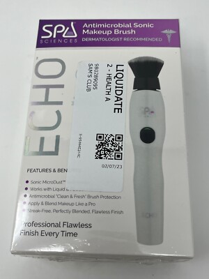 Spa Sciences Echo Antimicrobial Sonic Makeup Brush White New Sealed