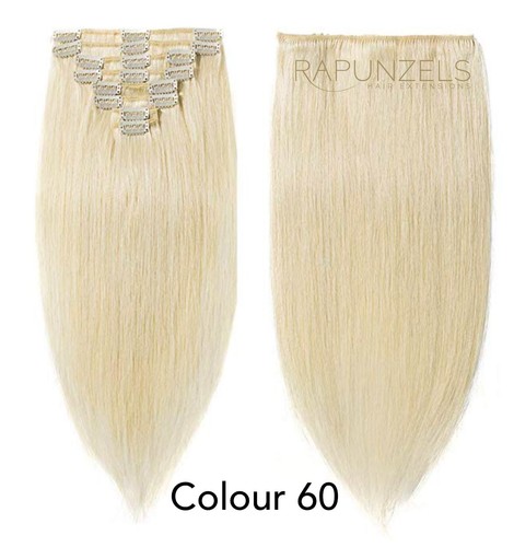 Clip In Full Head human remy hair extensions RAPUNZELS UK 20" LONG - Picture 5 of 19