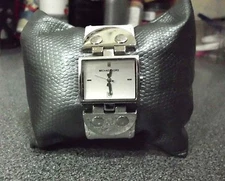 EUC* MICHAEL KORS MK4133; RECTANGULAR DIAL; 1” WHITE LEATHER BRACELET WATCH $160
