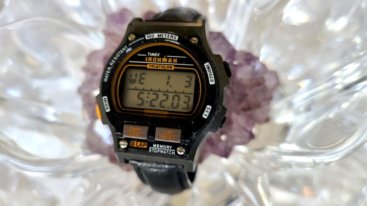 Vintage 90s Timex Ironman Triathlon Indiglo Rare Digital 8 Lap