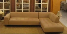 2 PC chaise and sofa set modern Contemporary Khaki Leather Sectional Sofa #1707