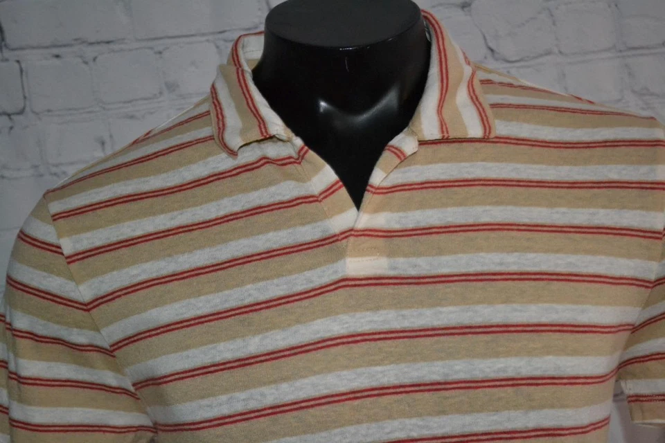 Camisa polo de golf 42734-a Onia rojo tostado a rayas talla mediana adulto hombre Foto 4 de 4