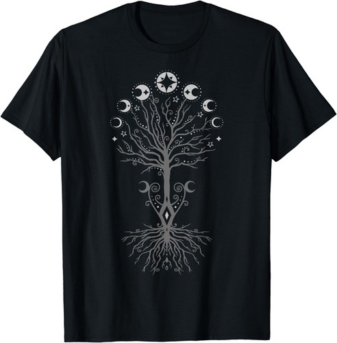 NEU LIMITIERT Mondphasen Lebensbaum Yggdrasil Wikinger heidnisch Wicca T-Shirt - Bild 1 von 3