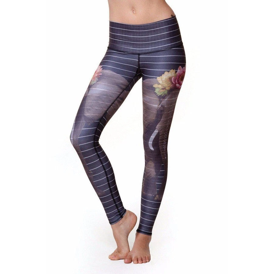 Teeki Gray Stripe Love the Elephant Lotus Hot Pant Recycled