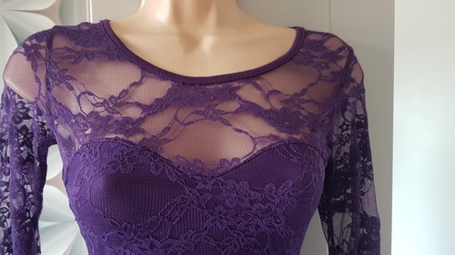 NEW/TAGS boohoo BODYCON DRESS COCKTAIL Purple Net Stretch Lace SIZE 8 BNWT - Picture 6 of 13