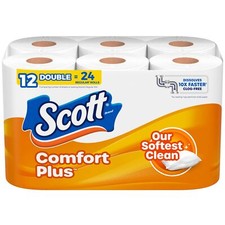 ComfortPlus Toilet Paper 12 Double Rolls 231 Sheets per Roll Septic-Safe 1-Pl...