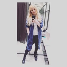 Native Youth Powder Blue Duster Coat With Bomber Neckline M 