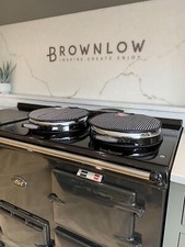 Black Striped Drum Lid Covers Chef Pads for Aga Range Cooker PAIR