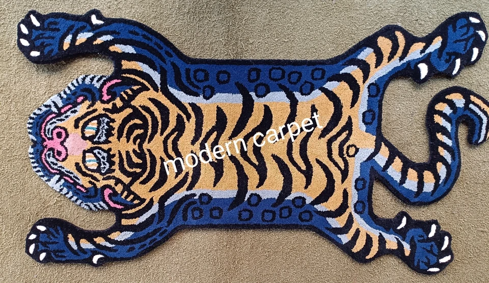 Tibetischer Tiger Teppiche 3 x 5 Fuß Handarbeit 100 % Wolle handgetuftet für ... - Bild 2 von 4