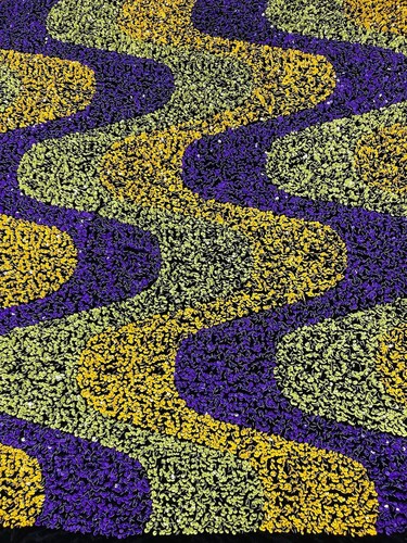 Wavy Line Design Velvet Sequins - Purple/Yellow/Green -2 Way Stretch Fabric - Picture 5 of 5