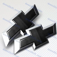For 14-15 Chevy Silverado Front Grill & Tailgate Bowtie Emblem Real Carbon Fiber