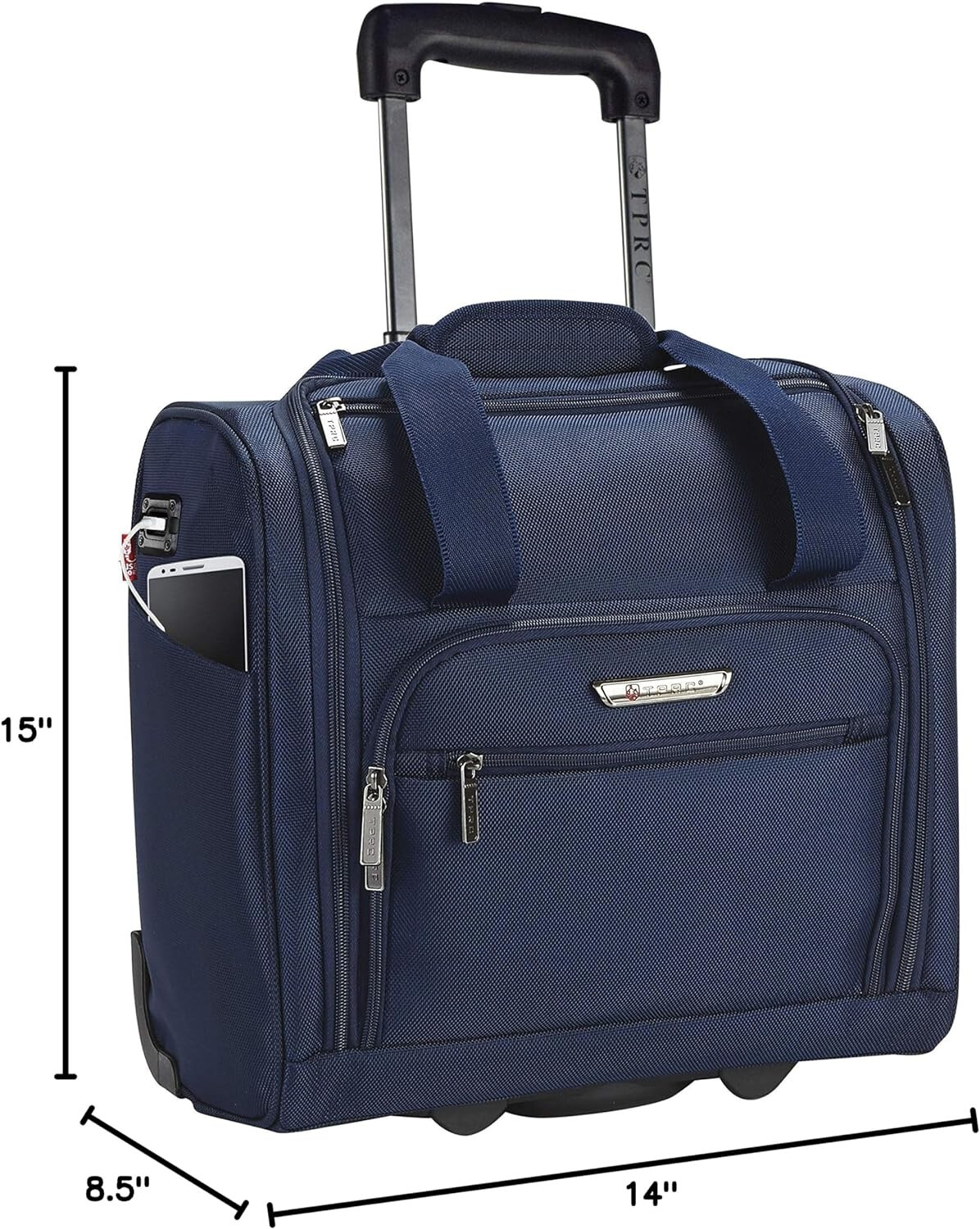 TPRC 15Inch Smart Under Seat CarryOn Luggage with USB Charging Port