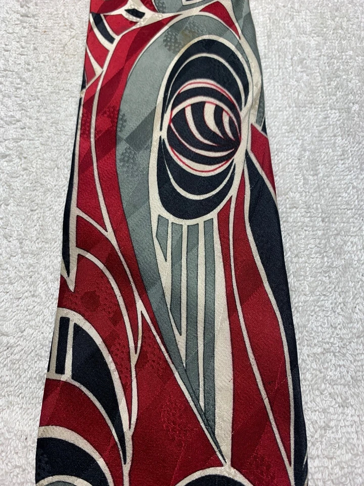 CORBATA MARTIN WONG HOMBRE ROJO GRIS NEGRO 4 X 58 Foto 3 de 4