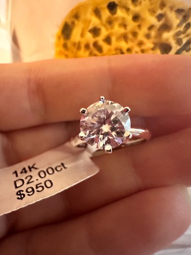 2.00 Ct Round Cut VVS1/D GRA Moissanite Engagement Wedding 14k White Gold Plated - Picture 4 of 11
