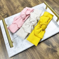 Baby  Kids Ribbed Knit Bow Headband  Soft Stretch Fabric Hair Accessory